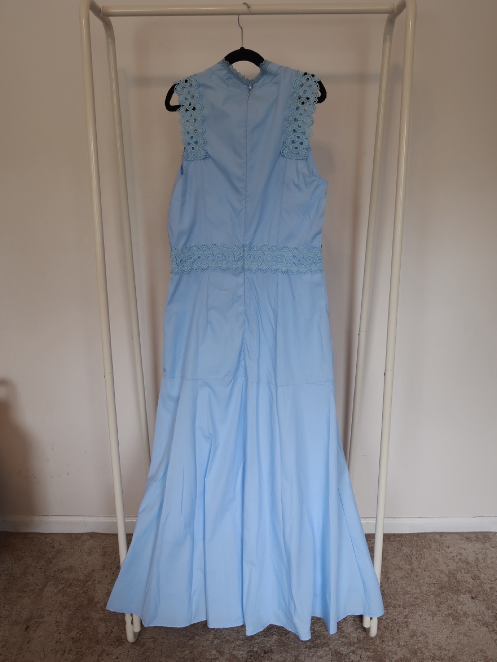 Chicwish DIVE INTO ELEGANCE LACE PANELLED SLEEVELESS DRESS IN BABY BLUE - Picture 5 of 9